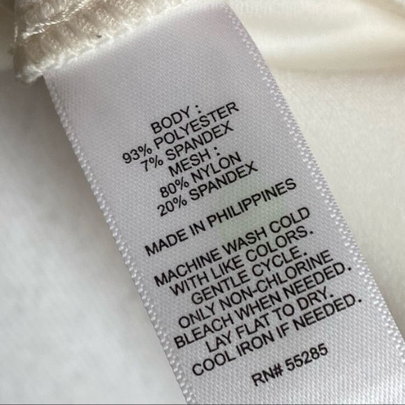 Express • White Ivory Mesh Inset Peplum Tank Top - Picture 5 of 6